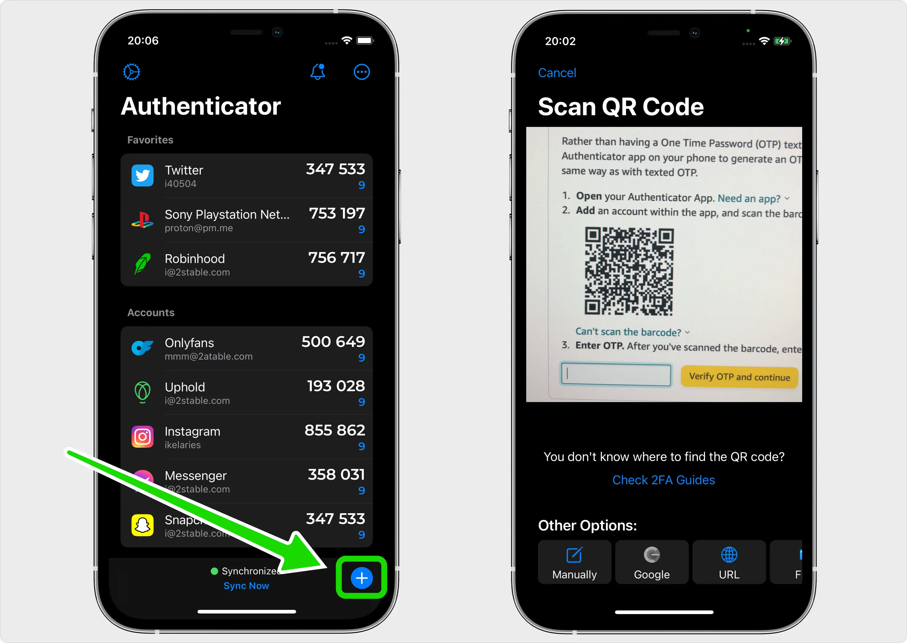 Authenticator App - Novaz camera view scanning a QR code on a computer screen
