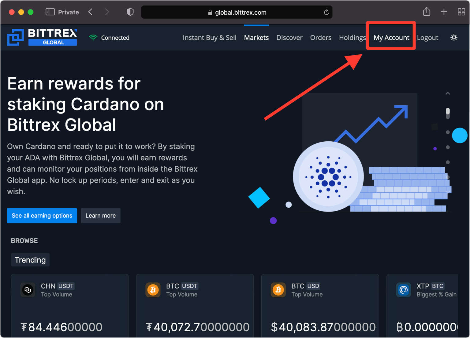 bittrex 2FA setup — Locate 2FA Settings