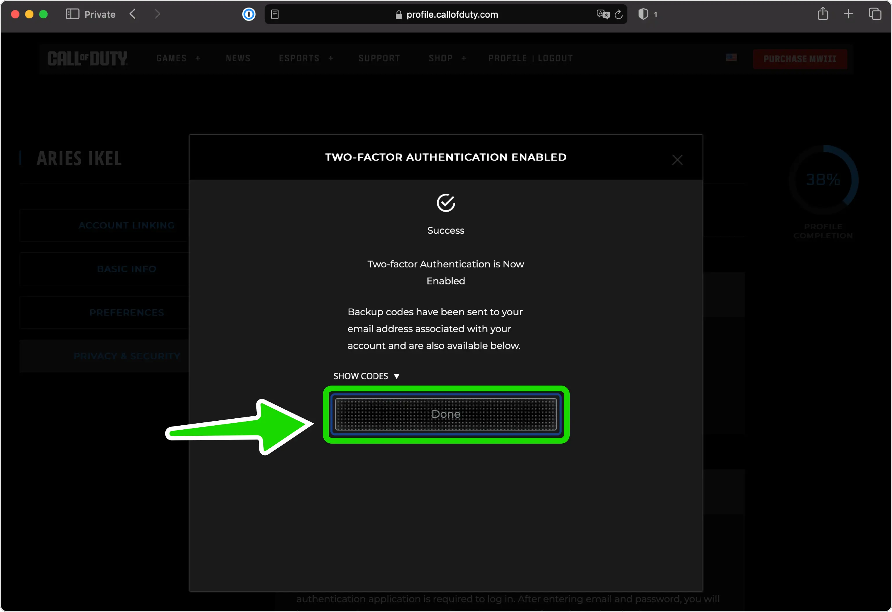 call-of-duty 2FA setup — Done! Warzone Authenticator App