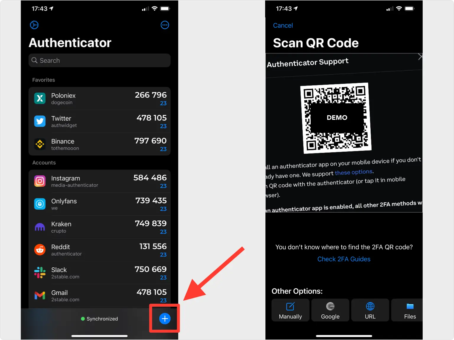 coinbase 2FA setup — Capture QR Code