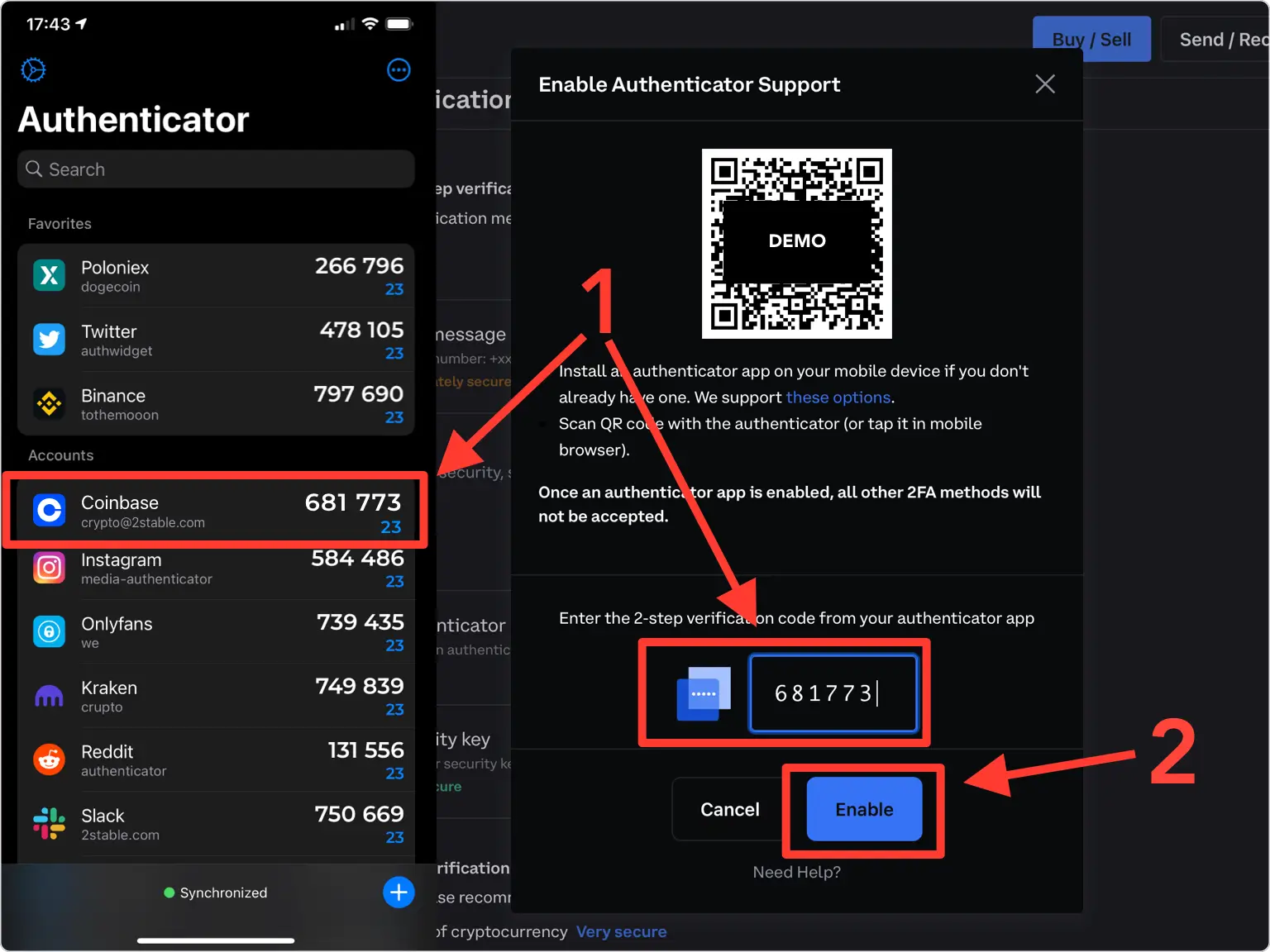 coinbase 2FA setup — Copy & Verify Your Code