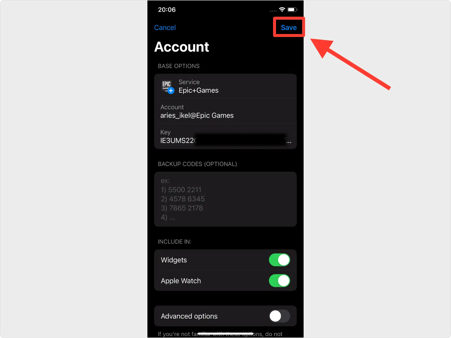 Epic Games account details filled in inside Authenticator App - Novaz