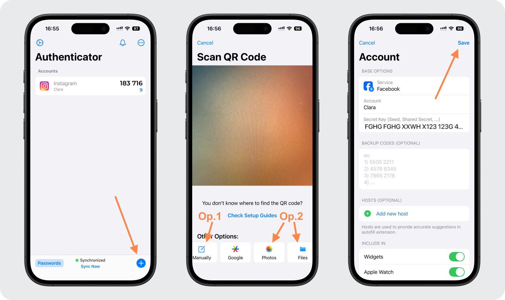facebook 2FA setup — Add the Facebook Account to the MS Authenticator App