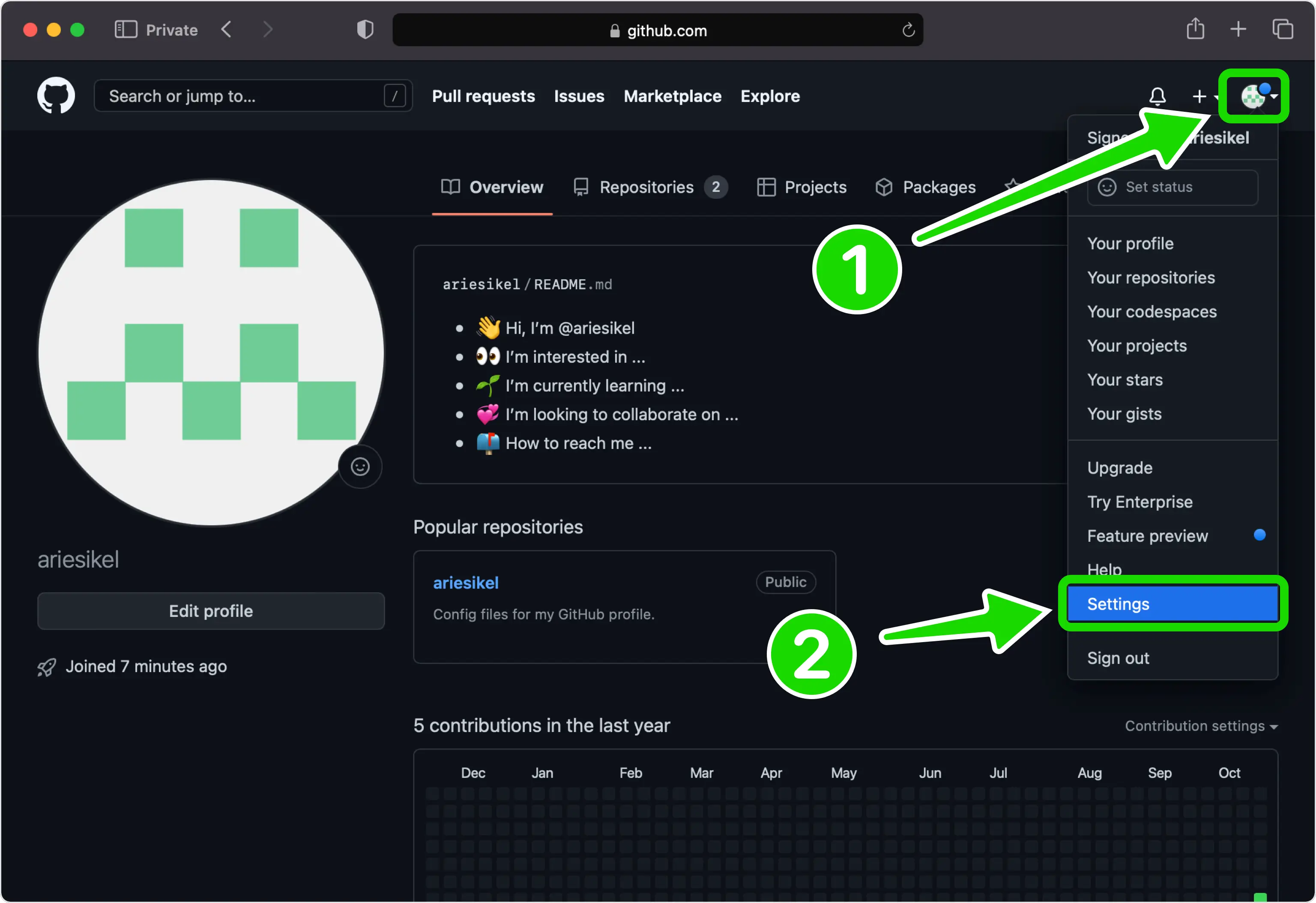 github 2FA setup — Locate 2FA Settings