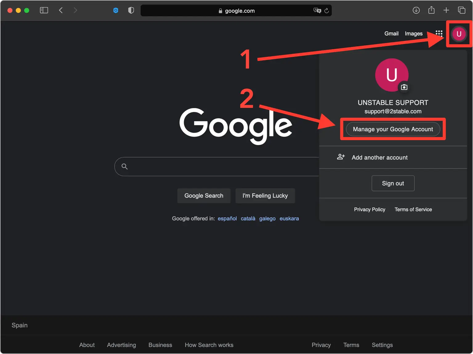google 2FA setup — Locate 2FA Settings