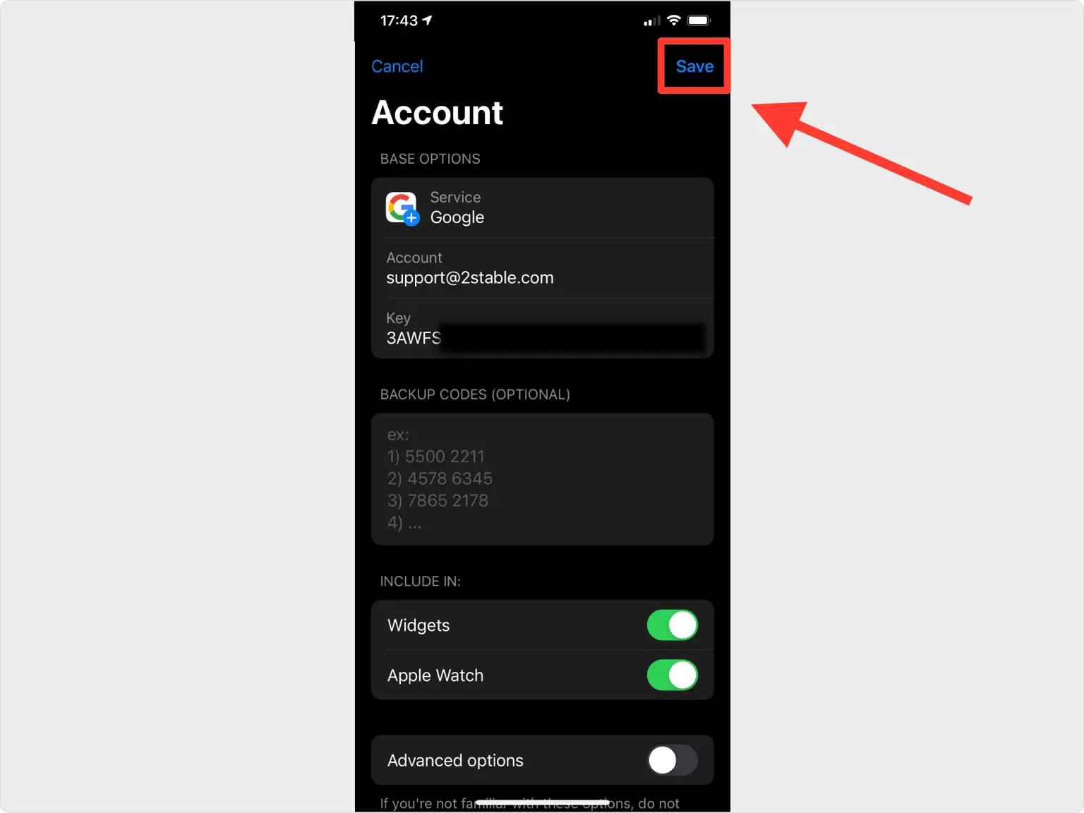 google 2FA setup — Two-Factor Authentication Code (2FA)