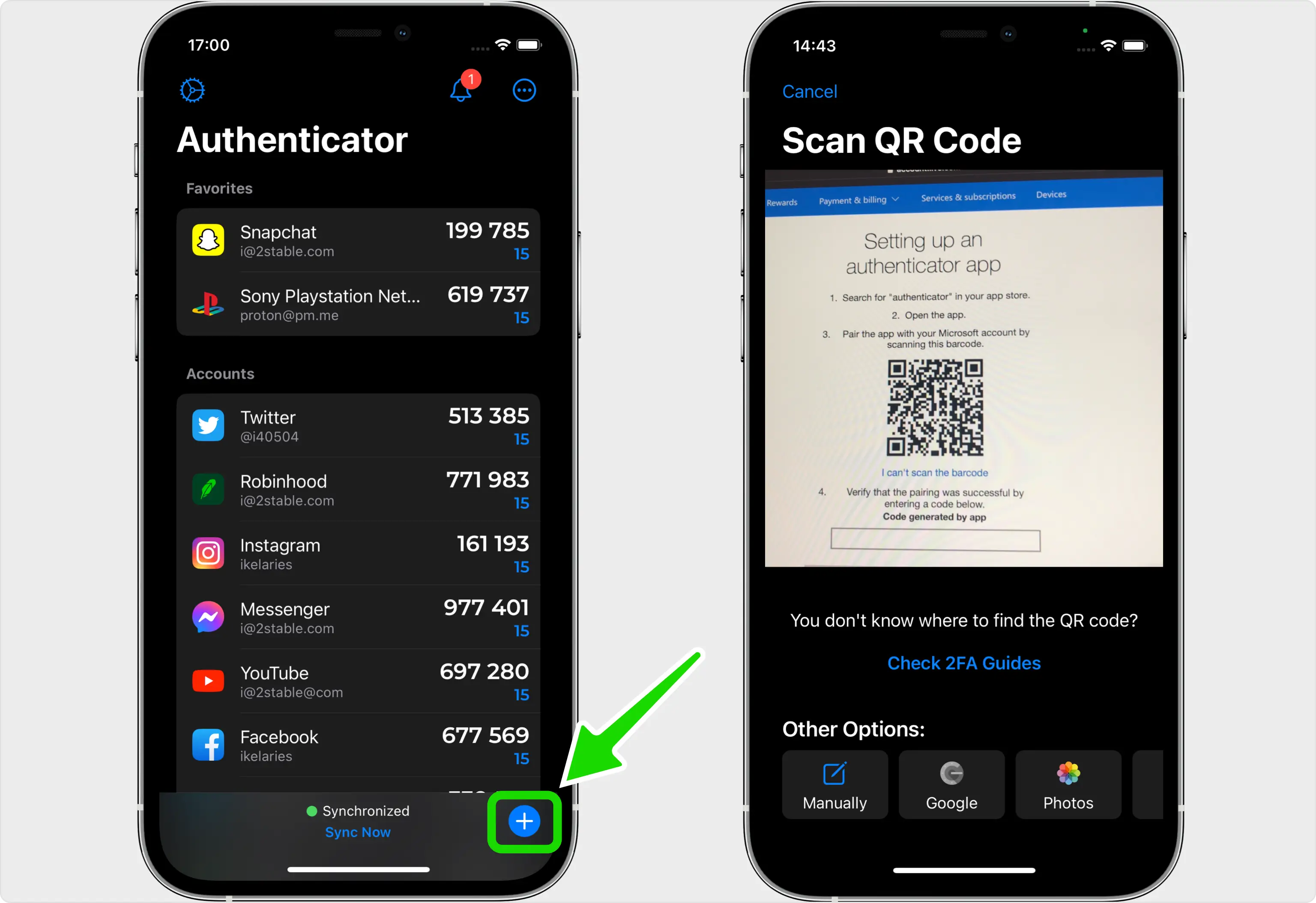 Authenticator App - Novaz scanning the Microsoft QR code