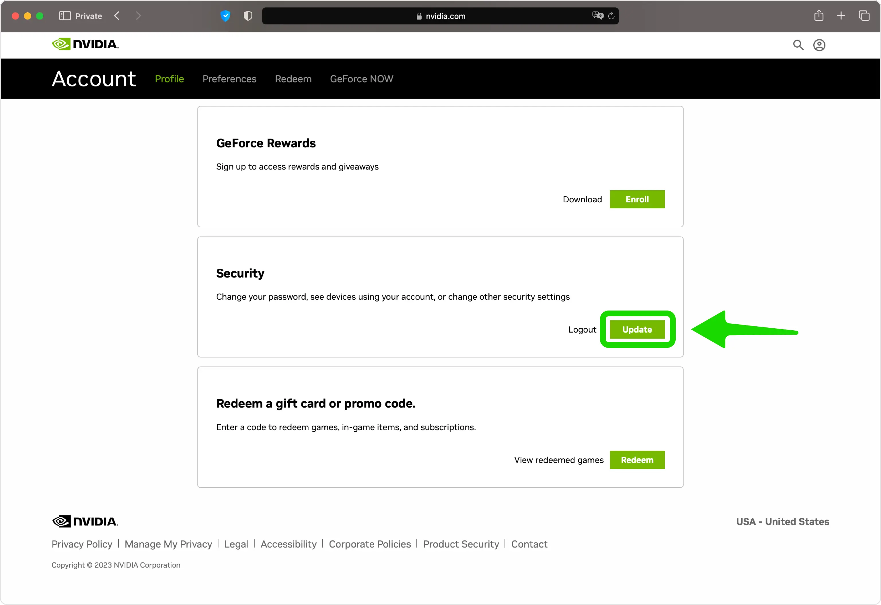 nvidia 2FA setup — Security Settings