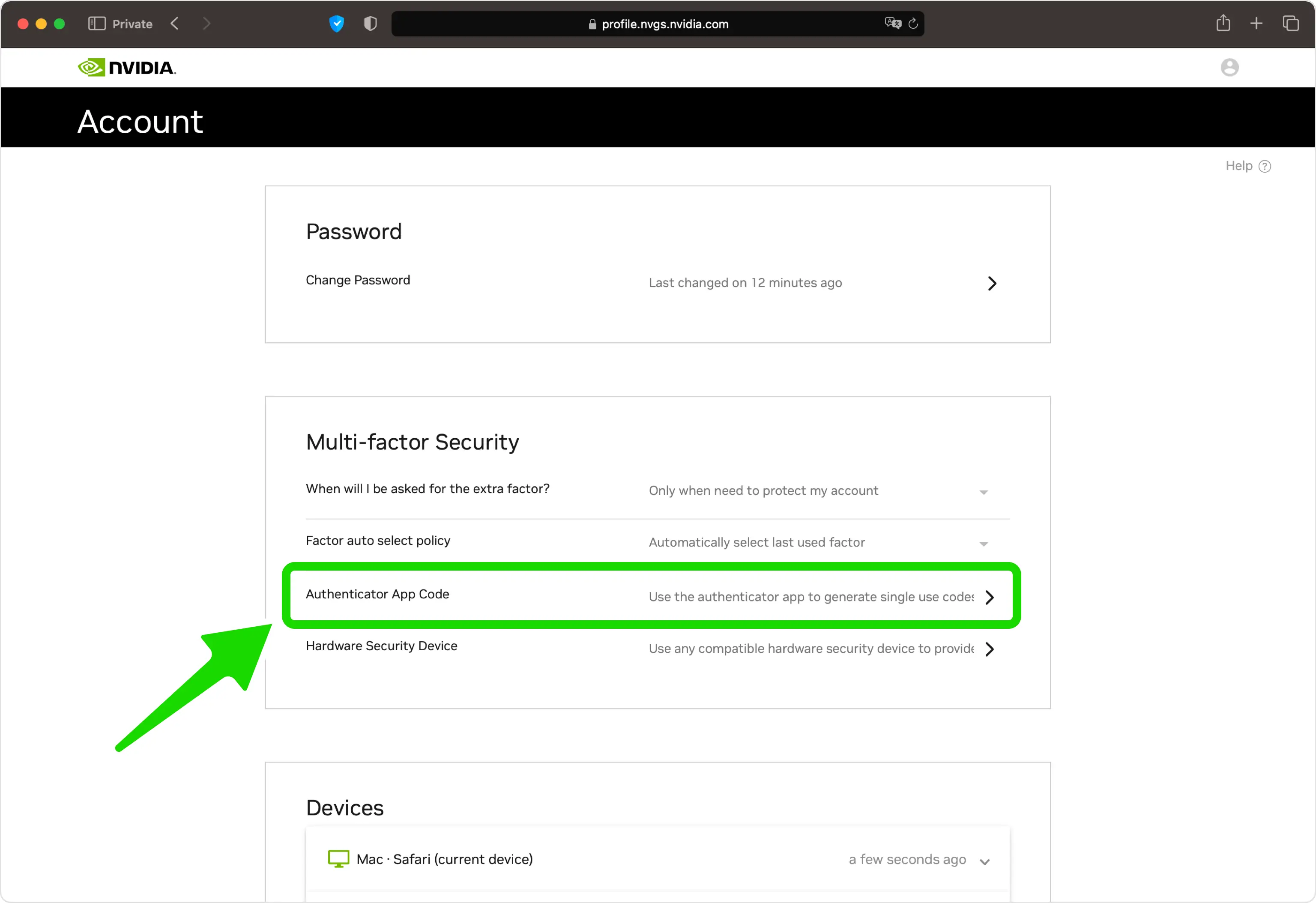 nvidia 2FA setup — Next Step