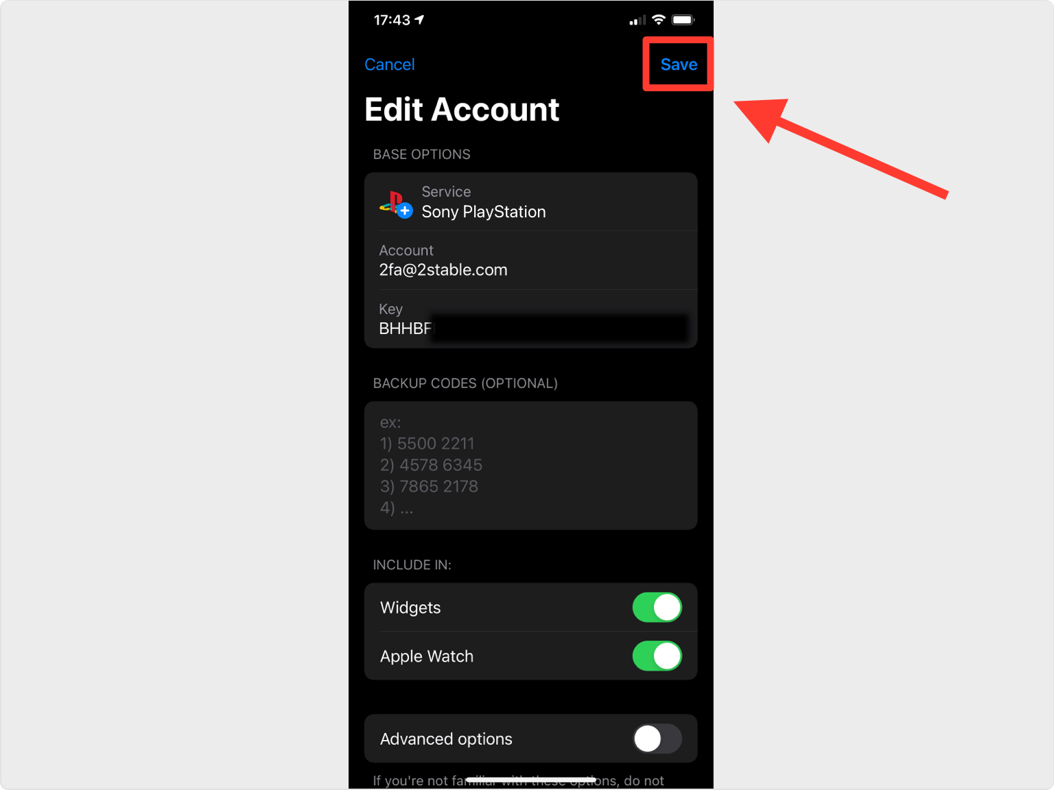 playstation 2FA setup — Save account