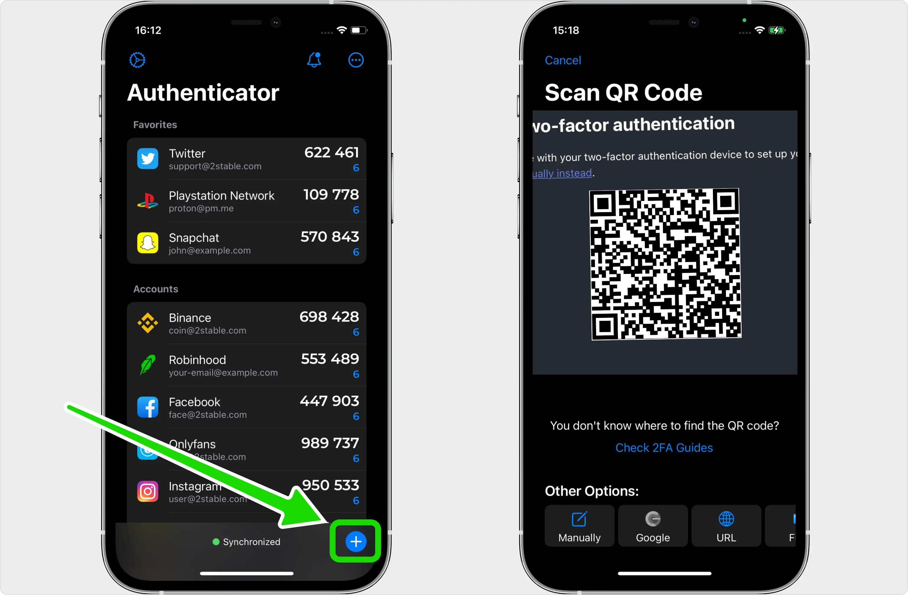 Authenticator App - Novaz scanner reading a QR code from a computer screen