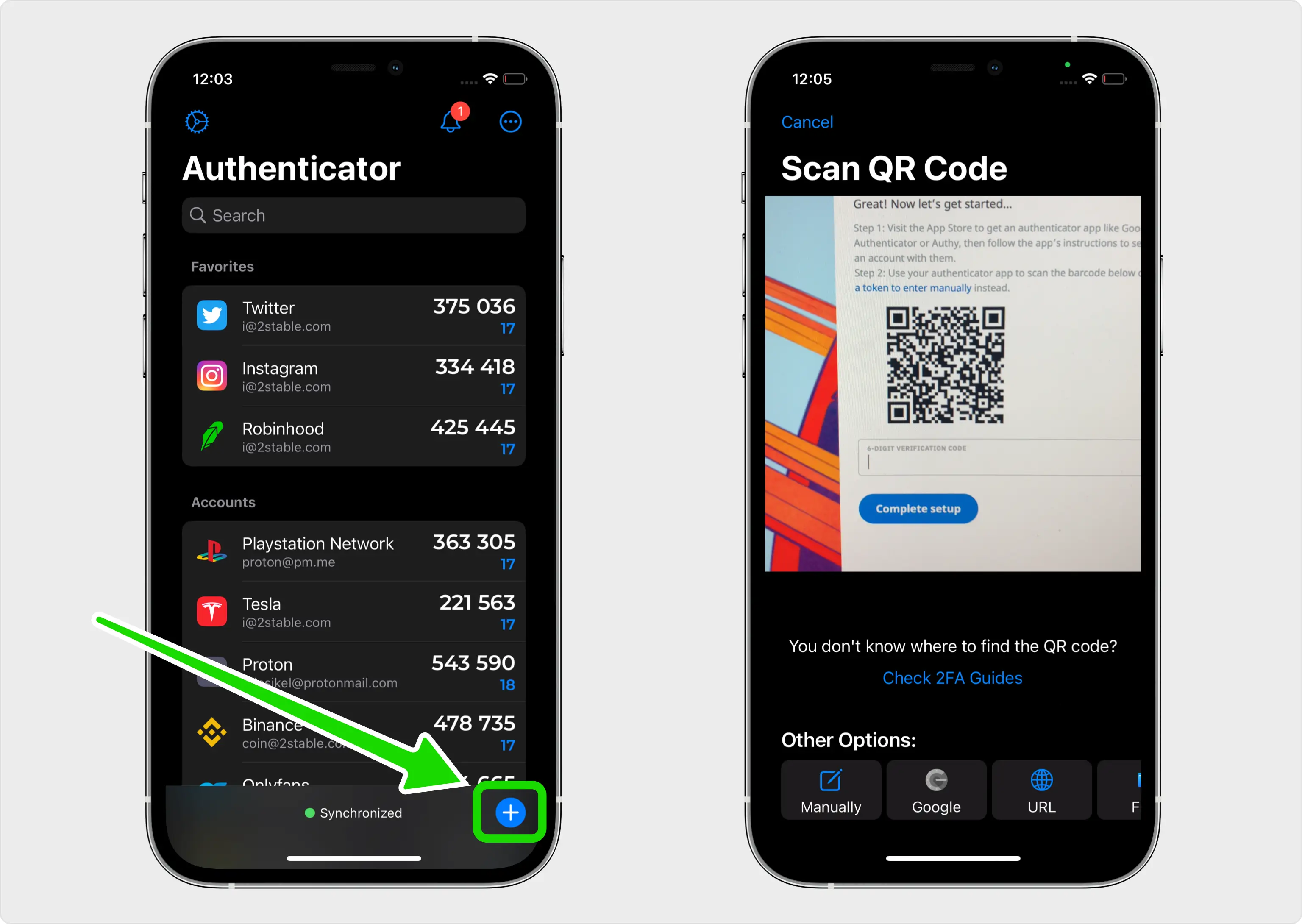 Authenticator App - Novaz camera view scanning the Reddit QR code on a computer screen