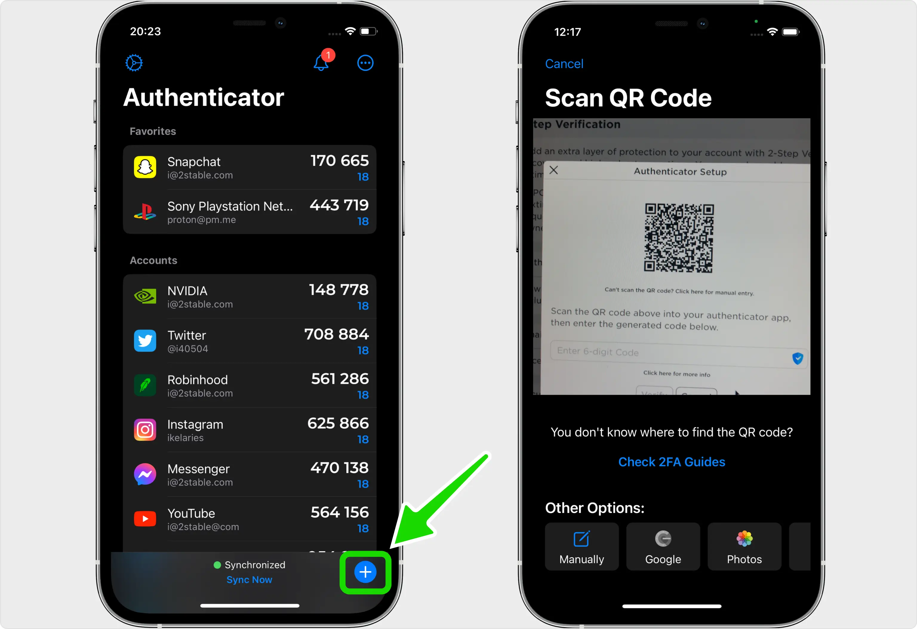 Authenticator App - Novaz camera view scanning the Roblox QR code on a computer screen