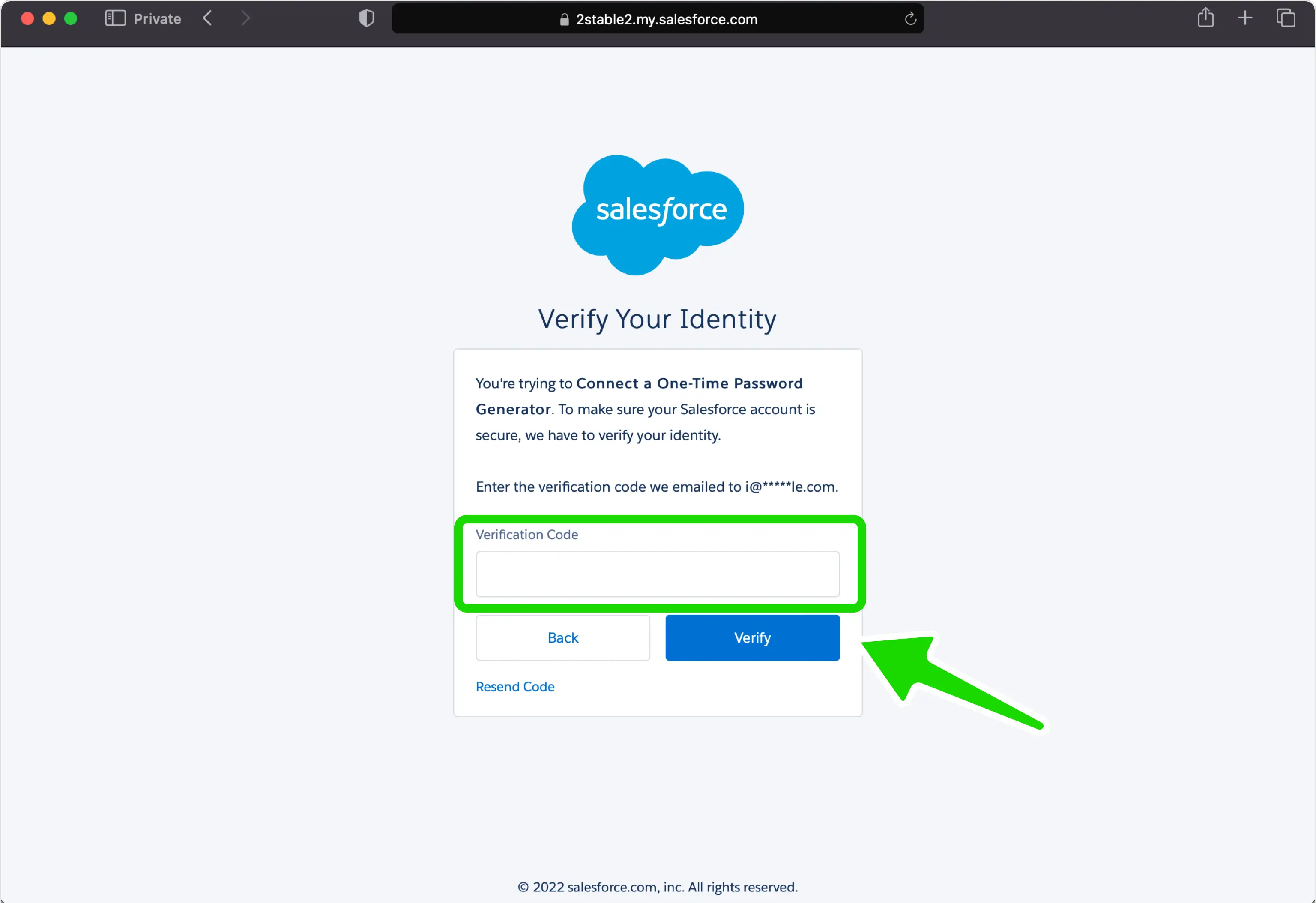 salesforce 2FA setup — Verify Your Identity