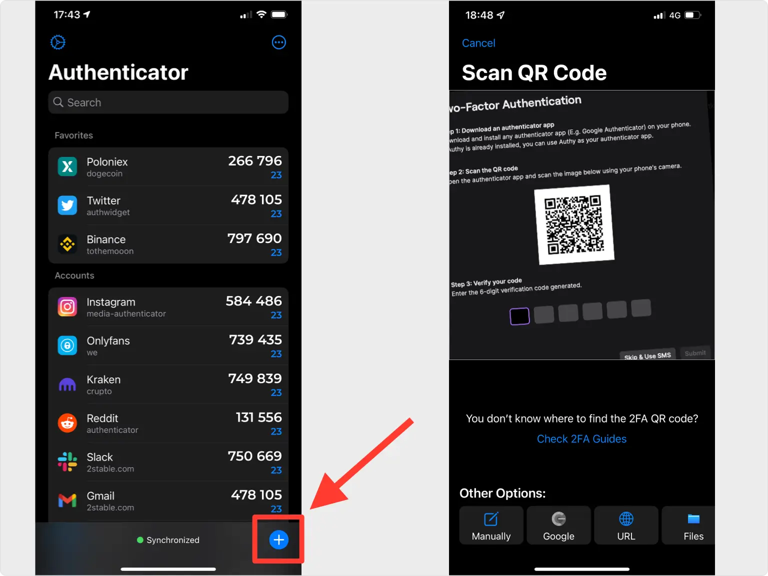 Authenticator App - Novaz scanning the Twitch QR code from a computer screen